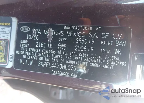 2017 Kia Forte Lx from USA, damaged, VIN 3KPFL4A73HE076108